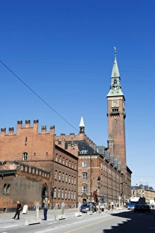 City Halls Prints: Radhus (City Hall) clock tower, Copenhagen, Denmark, Scandinavia, Europe
