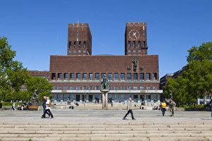Civic Prints: Radhuset (Town Hall), Oslo, Norway, Scandinavia, Europe