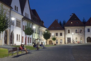Slovakia Prints: Radnicne Square at dusk, Bardejov