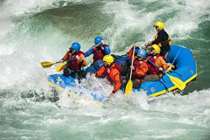 Females Prints: Rafting through white water rapids on the Karnali River in west Nepal, Asia
