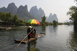 Wearing Prints: Rafting on the Yulong River, Yangshuo, Guangxi, China, Asia