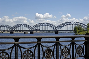 Iron Work Prints: Railway bridge over the river Daugava