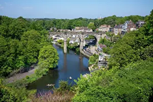 Waterscape Prints: The Railway Viaduct over the river Nidd in Knaresborogh, Yorkshire, United Kingdom