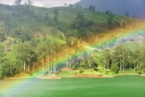 Lanka Prints: Rainbow over the Castlereagh Lake, near Hatton, Sri Lanka, Indian subcontinent, South Asia