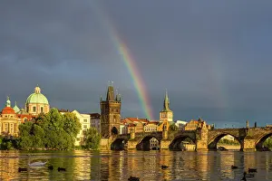 Rainbow Prints: Rainbow above Charles Bridge at sunset