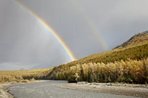 Images Dated 16th September 2009: Rainbow with fall colors near King Mountain State Recreation Area and Chickaloon