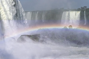 Rainbow over the Iguazu Falls, viewed from the Brazilian side, UNESCO World Heritage Site