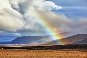 Rainbow Prints: Rainbow over landscape along the F550 road