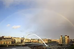 Millennium Bridge Collection: Rainbow over the Millennium Bridge, Gateshead, Tyne and Wear, England, United Kingdom