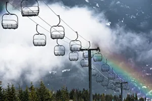Olympic Park Prints: Rainbow over the Olympic Ski Lift in Whistler, British Columbia, Canada, North America