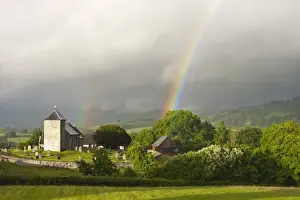 Sublime Prints: A rainbow over St. Davids Church in the tiny Welsh hamlet of Llanddewir Cwm, Powys