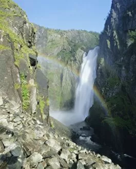 Flowing Gallery: Rainbow and Voringsfossen waterfall
