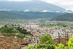 Albania Prints: Raised view over city of Berat, Albania, Europe