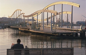 Port Vell Prints: Rambla de Mar, swing bridge, Port Vell, Barcelona, Catalonia, Spain, Europe