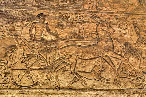 Hieroglyph Prints: Ramses II in Chariot, Sunken Relief, Hypostyle Hall, Ramses II Temple