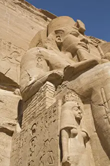 Nubia Prints: Ramses II statue with Queen Nefertari statue at lower left, Ramses II Temple