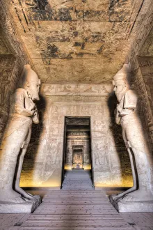 Hieroglyph Prints: Ramses II statues, Hypostyle Hall, Ramses II Temple, UNESCO World Heritage Site