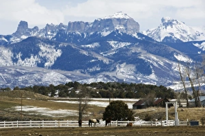 San Juan Prints: A ranch below peaks of the San Juan Mountains