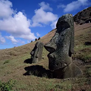 Rano Raraku Prints: Rano Raraku, volcanic crater from which numerous moai (statues) were carved