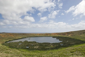 Volcanoe Prints: Ranu Raraku Volcano, Easter Island (Rapa Nui), Chile, South America