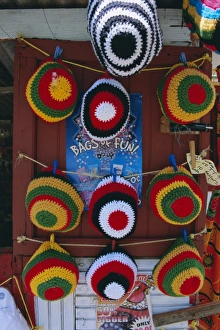 Images Dated 29th August 2008: Rasta (Rastafarian) hats on display