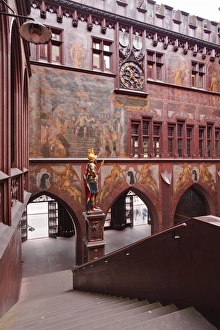 The Rathaus (Town Hall) that dominates the Marktplatz in Basel, Switzerland, Europe