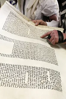 Hauts De Seine Prints: Reading the Book of Esther during Purim celebration in a synagogue, Montrouge