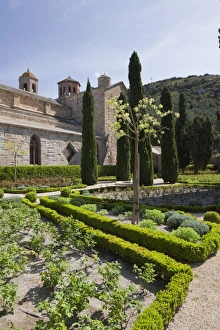 Landscaped Prints: Rear of the Abbey Church from The Rose Garden in Fontfroide Abbey