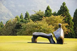 Bronze Prints: A reclining bronze sculpture at Chokokunomori Sculpture Park
