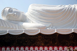 White Colour Prints: The Reclining Buddha, Chua Thien Lam pagoda, Tay Ninh, Vietnam, Indochina, Southeast Asia