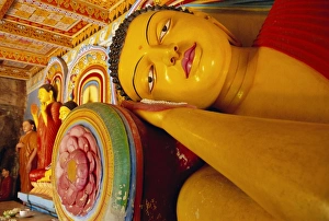 Sinelese Prints: Reclining Buddha statue Isurumuniya