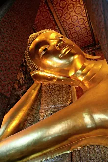 Human Representation Prints: Reclining Buddha in Wat Po temple, Bangkok, Thailand, Southeast Asia