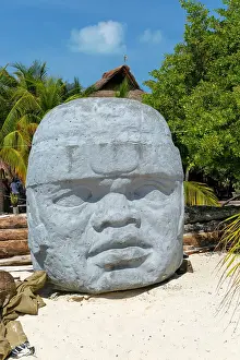 Contemporary Art Prints: Recreation of historic Olmec colossoal head sculpture