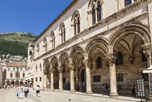 Traditionally Croatian Prints: Rectors Palace and Cultural History Museum street view, Dubrovnik Old Town, Dubrovnik