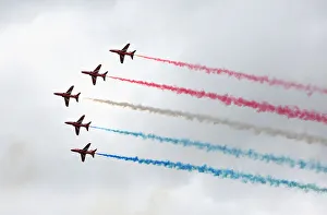 Spectacle Prints: Red arrows aerial display (aerobatics) team, Silverstone, England, United Kingdom, Europe