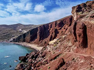 Akrotiri Prints: The Red Beach, Santorini (Thira) Island, Cyclades, Greek Islands, Greece, Europe
