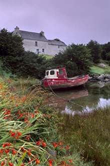 Red boat and house