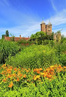 Estate Prints: Red brick tower and blue sky, Sissinghurst Castle gardens
