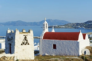 Chora Prints: Red church, Mykonos town, Chora, Mykonos Island, Cyclades, Greek Islands, Greece, Europe
