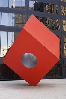 Vibrant Colour Prints: Red Cube sculpture