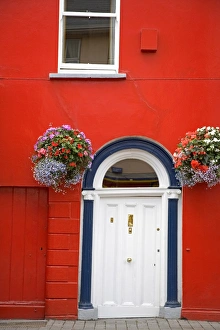 Hanging Baskets Prints: Red house in Fermoy Town, County Cork, Munster, Republic of Ireland, Europe