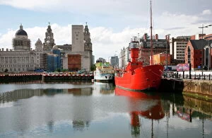 Images Dated 7th July 2008: The red lightship at Canning Dock next to Albert Dock with the Liver building in the background