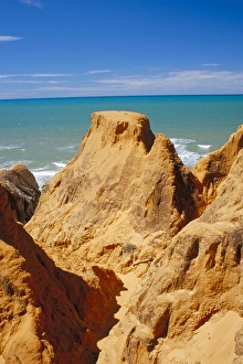 Ceara Prints: Red rock formations of Morro Branco on the Ceara coastline, near Canoa Quedrada