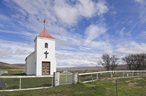 Lutheran Prints: Red roofed Lutheran Icelandic church at Sidimuli