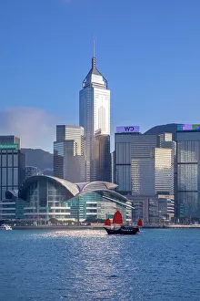 Sail Prints: A Red Sail Junk in Hong Kong Harbour