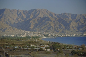Israeli Prints: The Red Sea port of Aqaba and highlands beyond