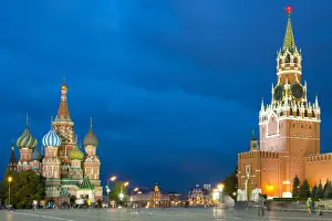 Red Square Prints: Red Square, St. Basils Cathedral and the Saviors Tower of the Kremlin
