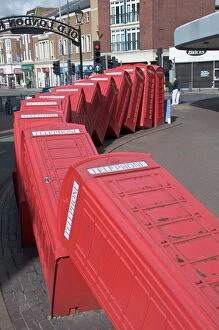 Surrey Collection: Red telephone box sculpture Out of Order by David Mach. Kingston Upon Thames