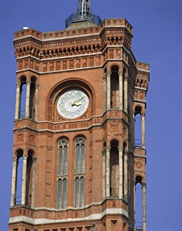 Clock Towers Prints: Red Town Hall, Berlin, Germany, Europe