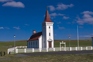 Images Dated 7th June 2009: Red and white church, Raufarhofn, Eastfjords, Iceland, Polar Regions